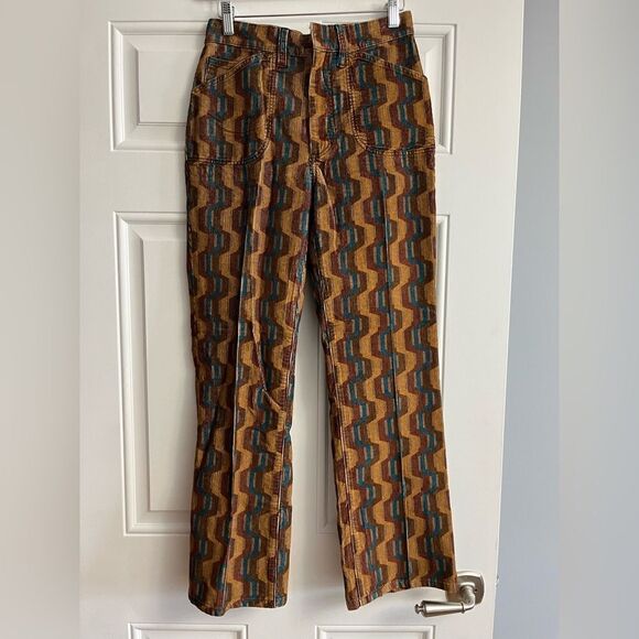 Re/Done 70s corduroy pocket loose flare retro stripe pants - Picture 1 of 9